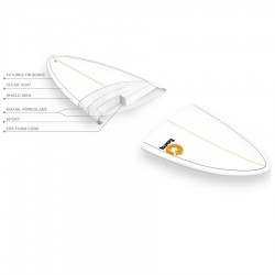 Planche de Surf Torq Mod Fish 6'6 Pinline colour white miami blue Construction