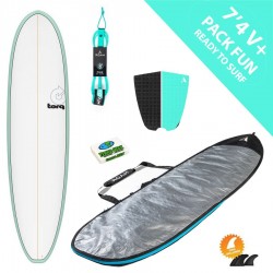Pack Surf Funboard Torq 7'4 V+ Pinline White Sea Green