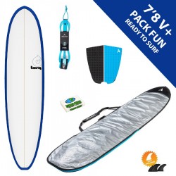 Pack Surf Funboard Torq 7'8 V+ Pinline White Navy Blue