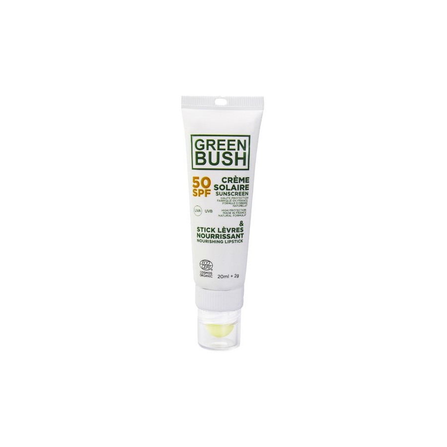 Combi : Crème Solaire SPF50 / Stick à lèvres Green Bush - 20 ml