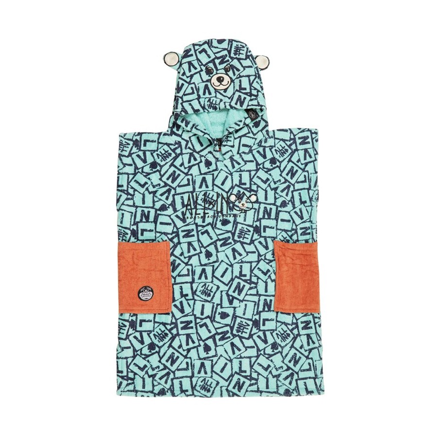 Poncho All In Baby 3 à 6 ans - Lettrage All-In / Grey Blue Waffle