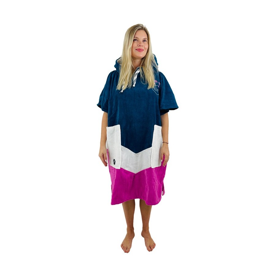 Poncho All In V Bumpy - Grey Blue / White / Pink