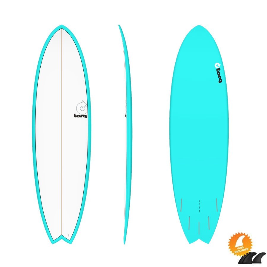 Planche de Surf Torq Mod Fish 6'6 Pinline colour white miami blue
